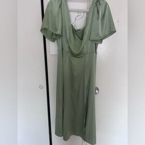 Green silk dress